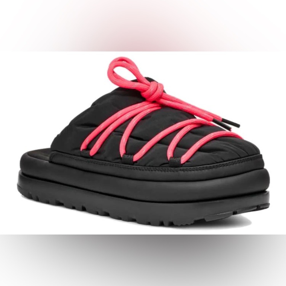 New UGG Women’s Spaceslider Tech Slide Sandal Black & Pink US Size 8